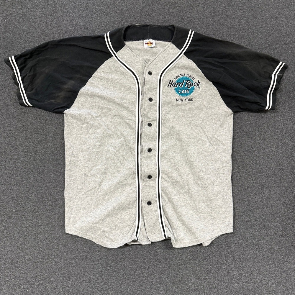 Vintage Hard Rock Cafe Baseball Jersey Mens L/XL Gray Good Raglan New York USA